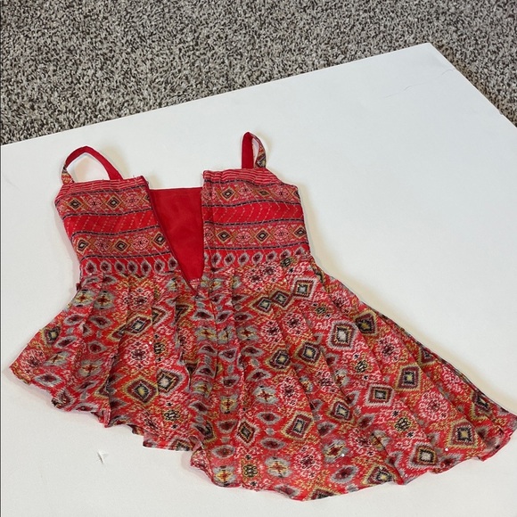 Vintage Red Two-Piece Set Beaded Embroidered Top & Ruffle Pants - Picture 9 of 16